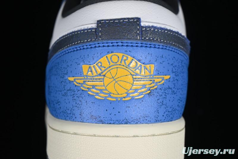 Nike Air Jordan 1 Low Flight Vintage Retro Sneakers in White and Blue - FV8439-104