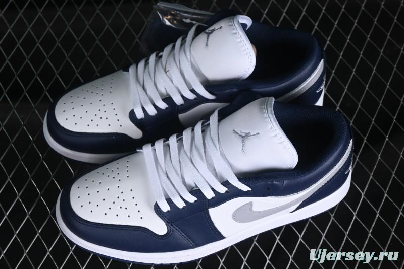 Nike Air Jordan 1 Low AJ1 White Blue Grey Low Top Lifestyle Basketball Shoes - 553558-141