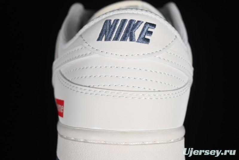 Supreme x Nike SB Dunk Low Anniversary Edition White Grey Customized Low-Top Casual Skate Shoes - BB8657-105