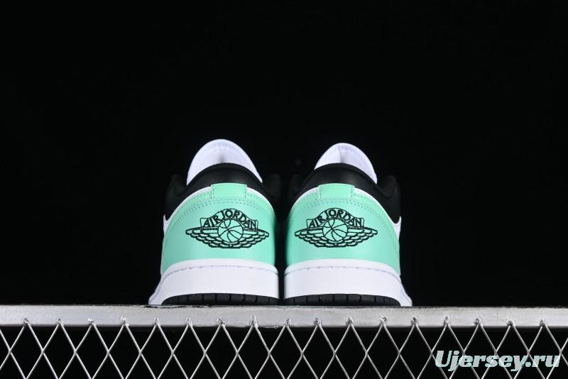 Nike Air Jordan 1 Low Retro Basketball Shoes in Mint Green and Black - 553558-131