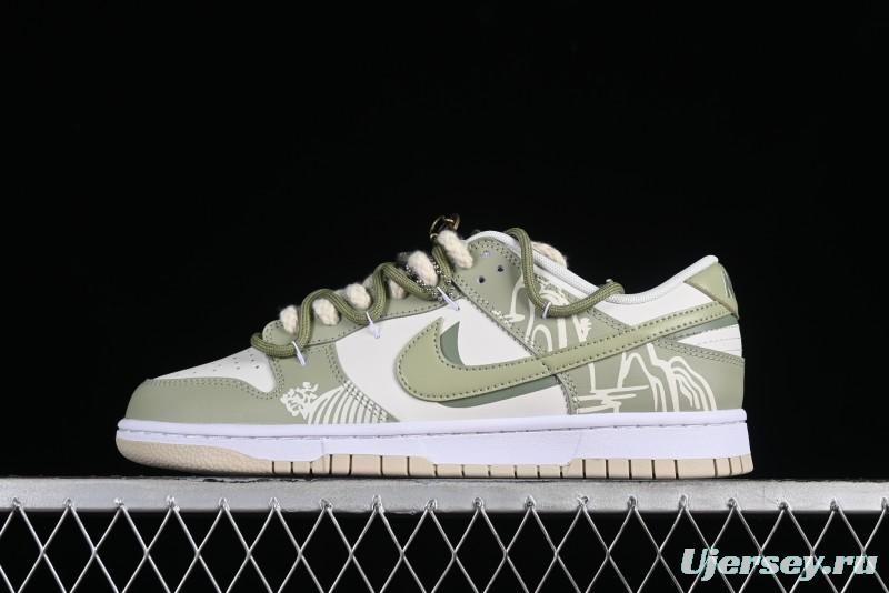 Nike Dunk Low SB Casual Sneakers with Deconstructed Laces and Dragon Well Tea-Inspired Design - DV0831-003