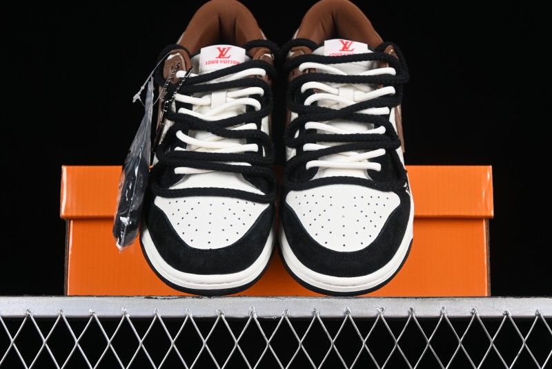 Nike SB Dunk Low LV Collaboration - Black Brown Fade Anniversary Custom Low-Top Casual Sneakers - SJ2068-233