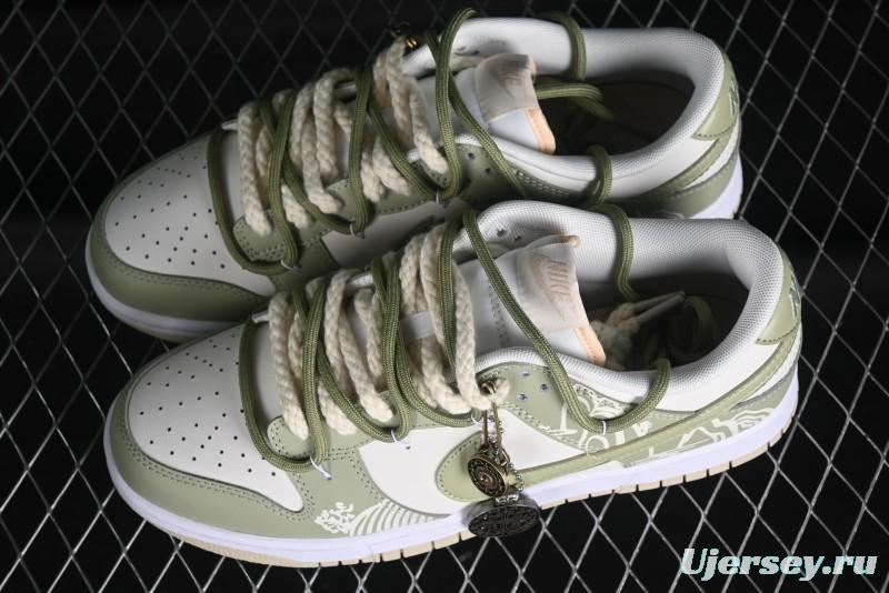 Nike Dunk Low SB Casual Sneakers with Deconstructed Laces and Dragon Well Tea-Inspired Design - DV0831-003