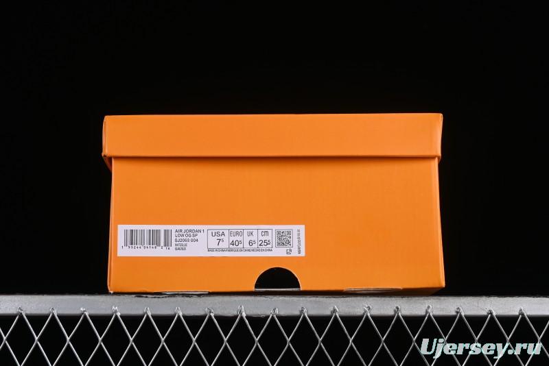 Nike Air Jordan 1 Low OG SP Travis Scott x Fragment Design Retro Sneakers with Reverse Swoosh - SJ2068-004