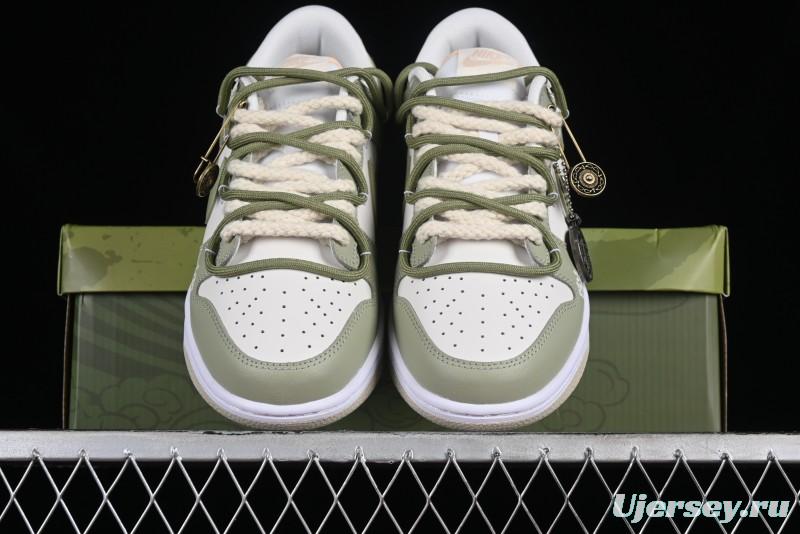 Nike Dunk Low SB Casual Sneakers with Deconstructed Laces and Dragon Well Tea-Inspired Design - DV0831-003