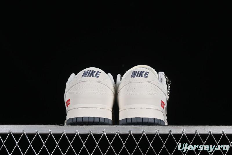 Supreme x Nike SB Dunk Low Anniversary Edition White Grey Customized Low-Top Casual Skate Shoes - BB8657-105