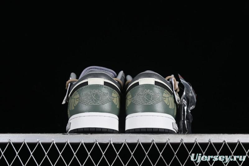 Nike Air Jordan 1 Low Customized Panda Mischief Jungle Adventure Casual Sneakers - 553558-040