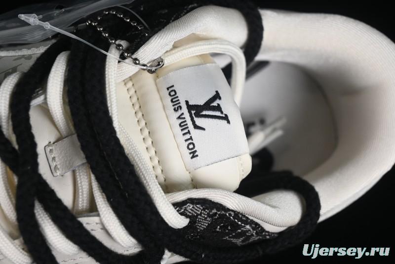 Nike SB Dunk Low LV Collaboration - Black Denim Print Anniversary High-End Custom Low-Top Casual Skate Shoes - SJ2068-238