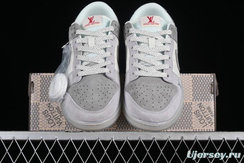 Nike SB Dunk Low LV Collaboration - Beige Grey Crystal Sole Night Light Anniversary High-End Custom Low-Top Casual Sneakers - CR8033-503