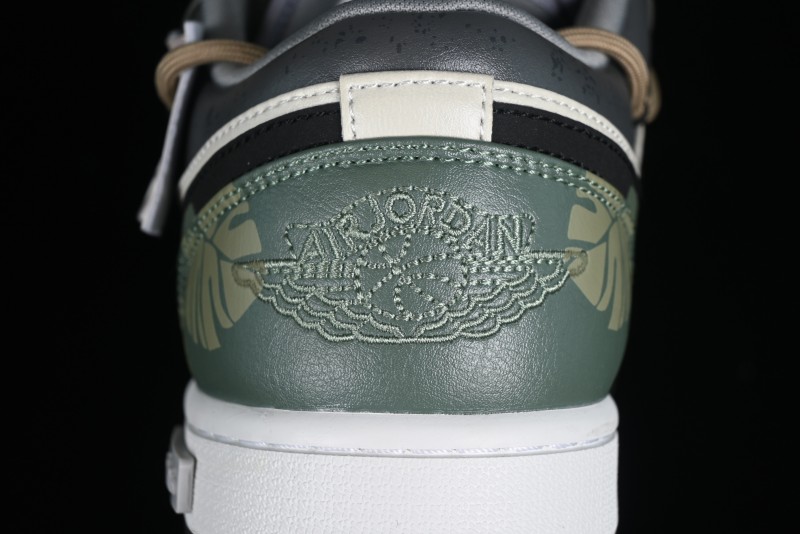 Nike Air Jordan 1 Low Customized Panda Mischief Jungle Adventure Casual Sneakers - 553558-040