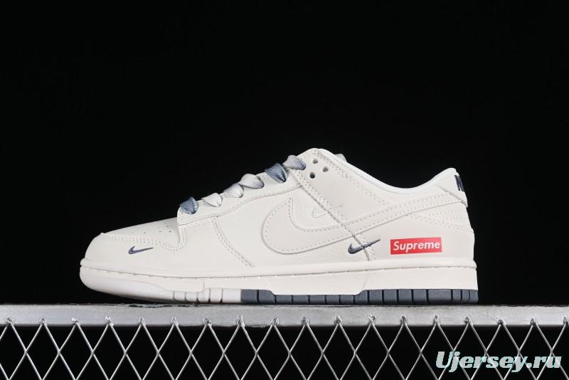 Supreme x Nike SB Dunk Low Anniversary Edition White Grey Customized Low-Top Casual Skate Shoes - BB8657-105