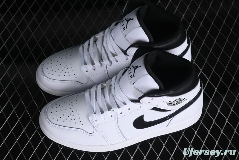 Nike Air Jordan 1 Mid AJ1 White Black Mid-Top Casual Sneakers - DQ8426-132