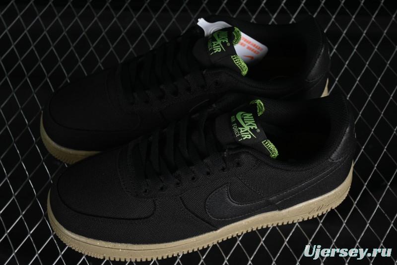 Nike Air Force 1 '07 Low Black Green Canvas Casual Sneakers - FJ4160-001