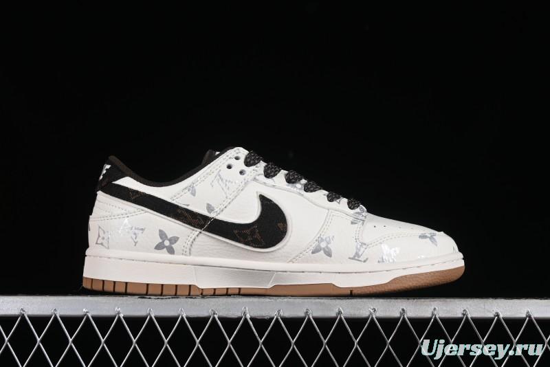 Nike Dunk Low LV Louis Vuitton - Beige Black Denim Anniversary High-End Custom Sneakers - DQ1098-341