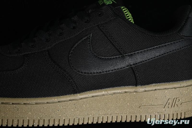 Nike Air Force 1 '07 Low Black Green Canvas Casual Sneakers - FJ4160-001