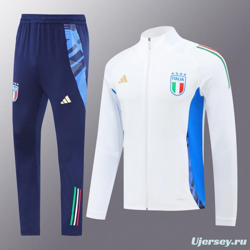 2024 Italy White Full Zipper Jacket +Long Pants