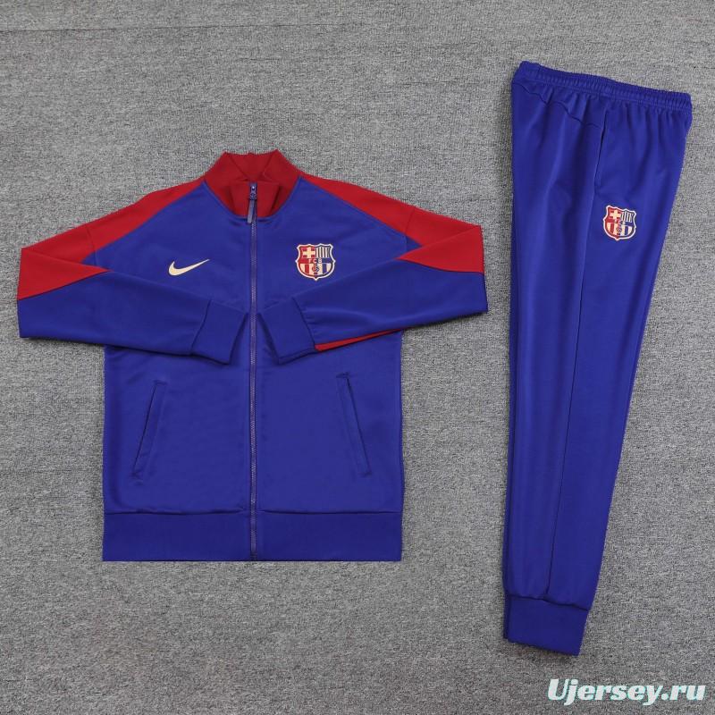 24/25 Barcelona Blue/Red Full Zipper Jacket +Long Pants