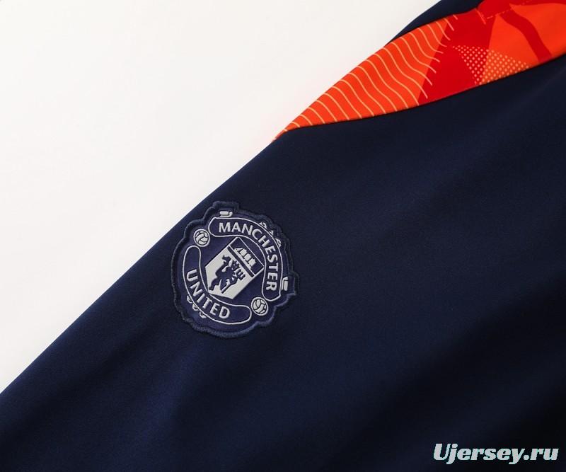 24/25 Manchester United Orange Full Zipper Jacket +Long Pants