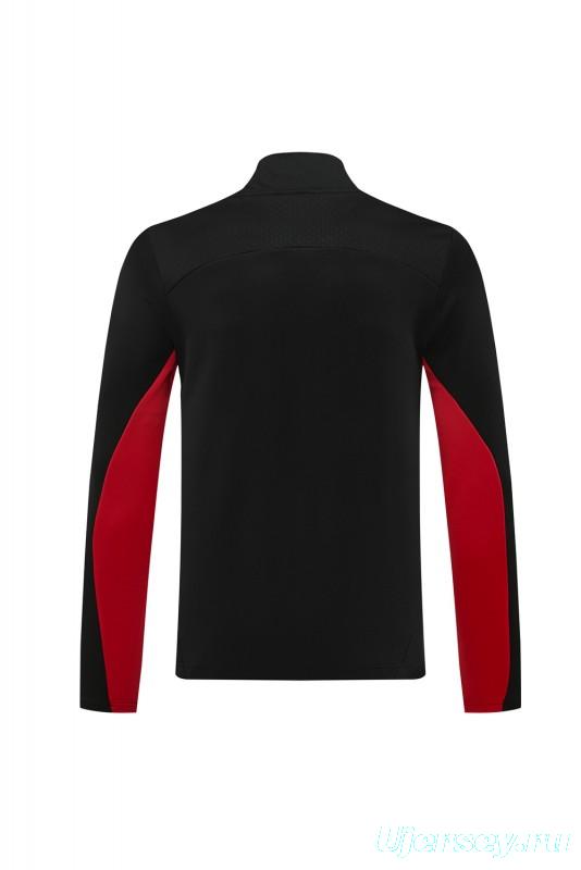 24/25 AC Milan Black/Red Full Zipper Jacket +Long Pants