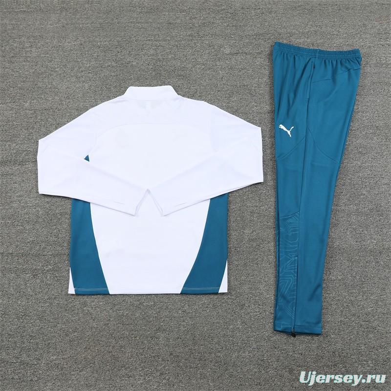 24/25 Olympique Marseille White Half Zipper Jacket+Long Pants