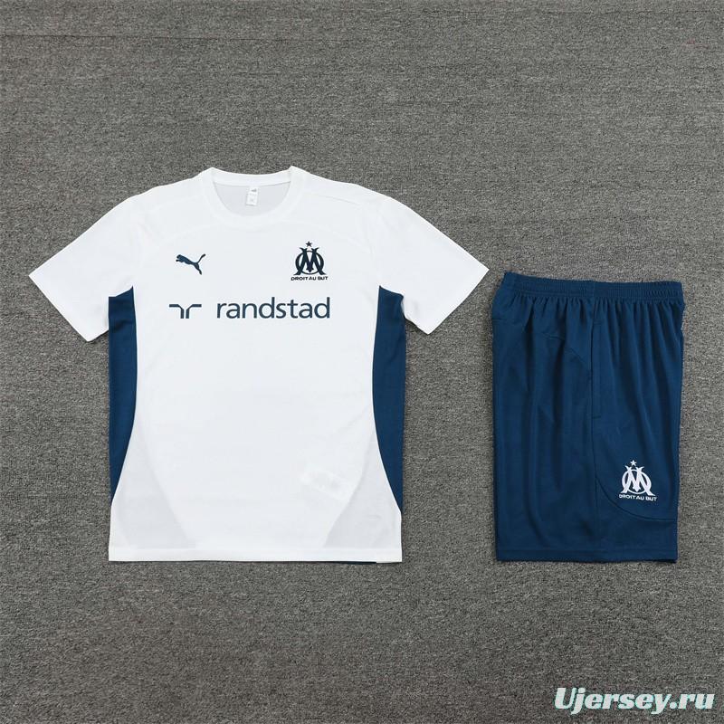 24/25 Olympique Marseille White Short Sleeve Jersey+Shorts