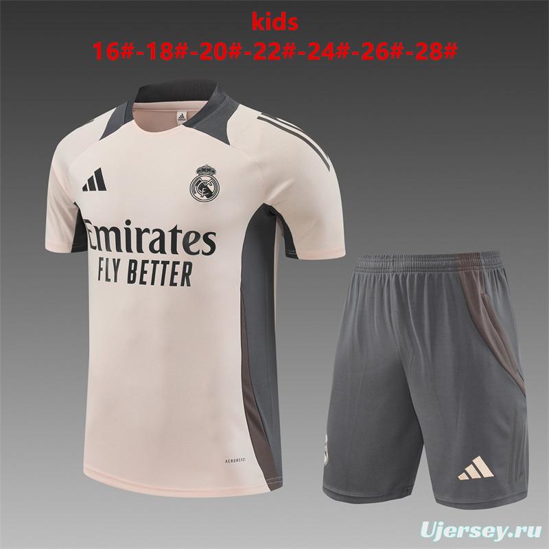 24/25 Kids Real Madrid Pink Short Sleeve Jersey+Shorts