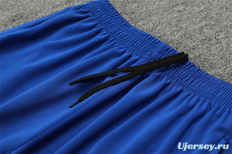 2024 South Korea Blue Half Zipper Jacket+Long Pants