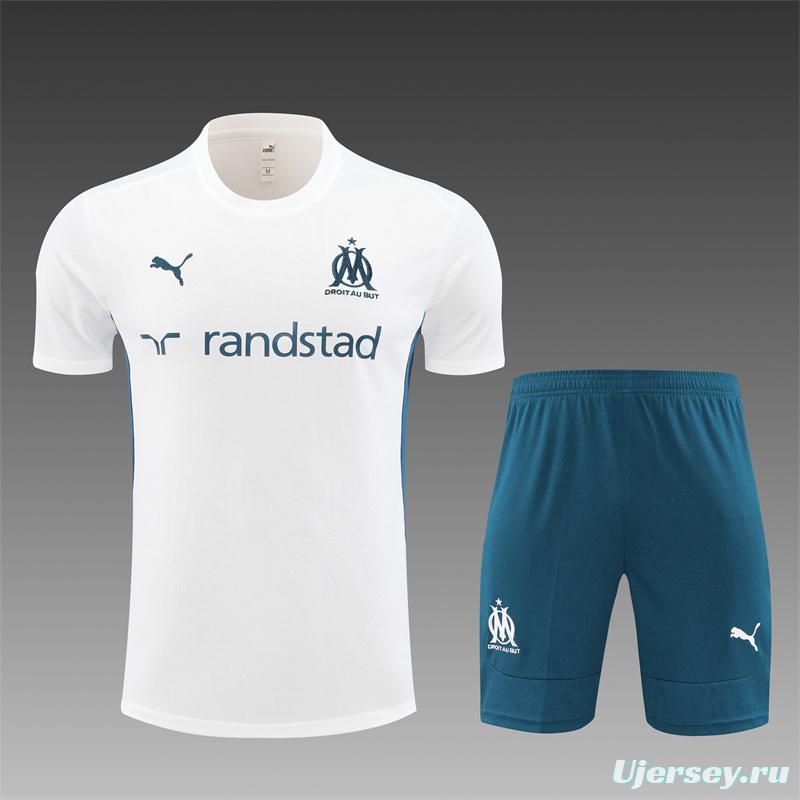 24/25 Olympique Marseille White Short Sleeve Jersey+Shorts