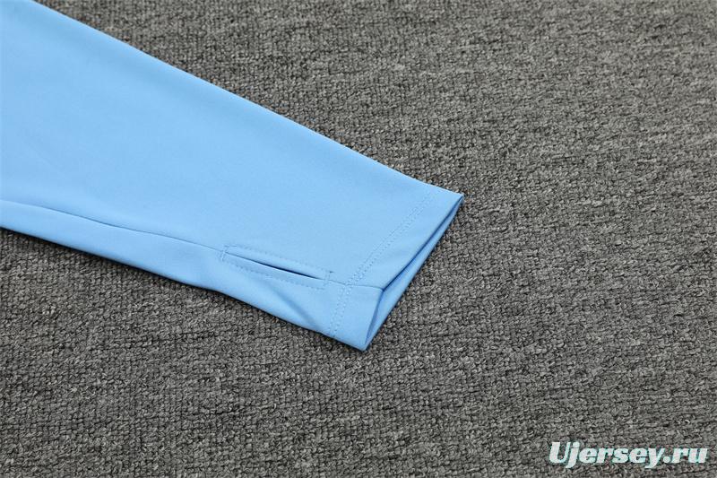 24/25 Manchester City Sky Blue Half Zipper Jacket+Long Pants