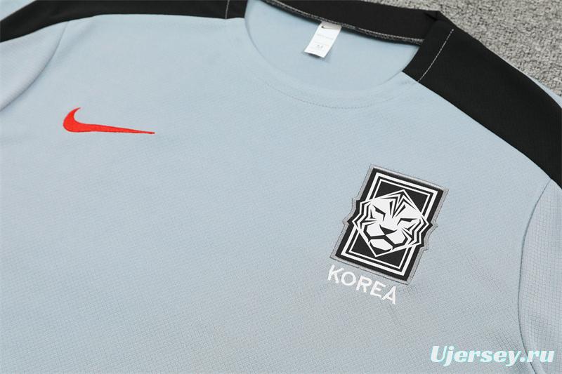 2024 South Korea Grey Short Sleeve Jersey+Shorts