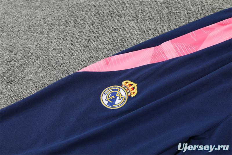 24/25 Real Madrid Navy Dragon Half Zipper Jacket+Long Pants