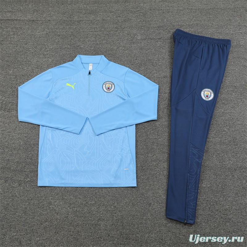 24/25 Manchester City Sky Blue Half Zipper Jacket+Long Pants