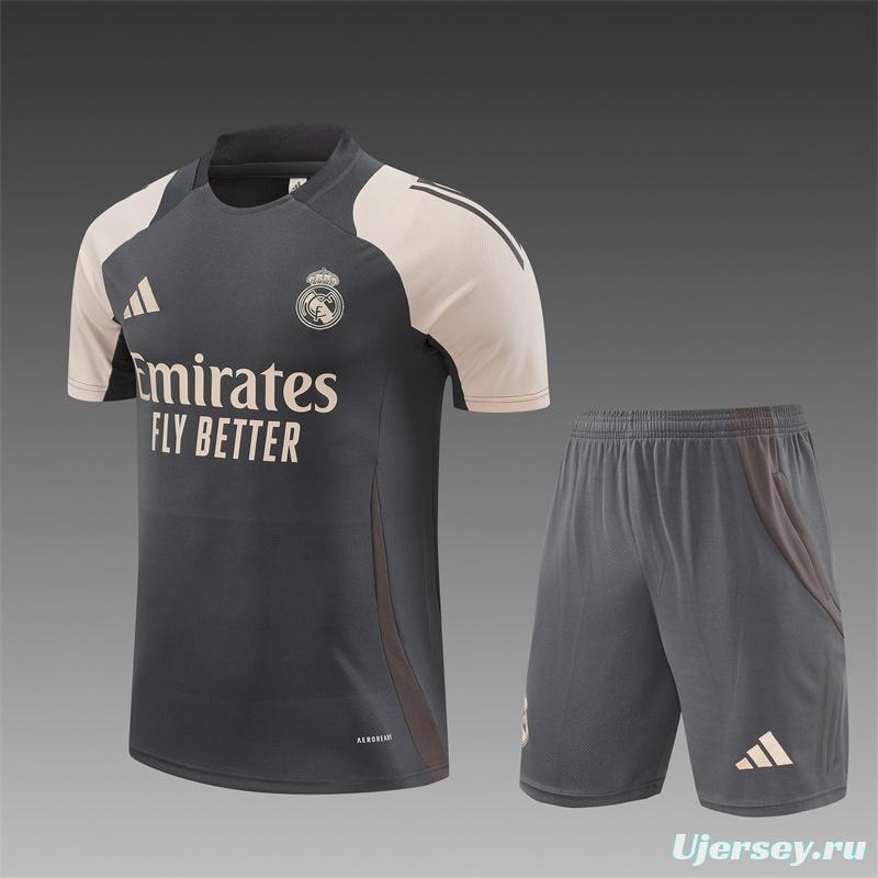 24/25 Real Madrid Black/Pink Short Sleeve Jersey+Shorts