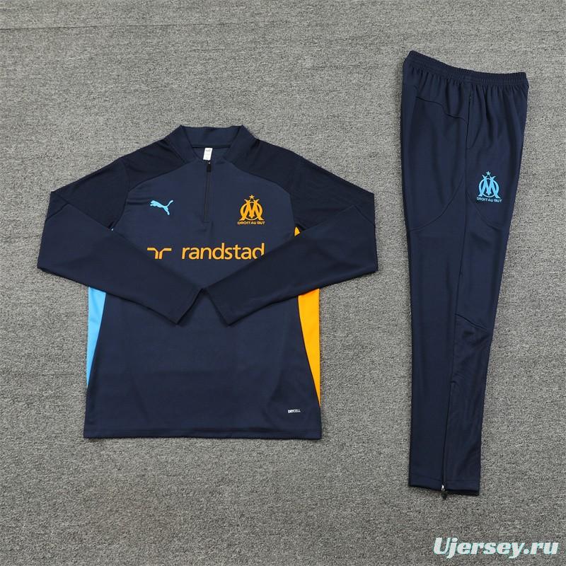 24/25 Olympique Marseille Navy Orange Zipper Jacket+Long Pants