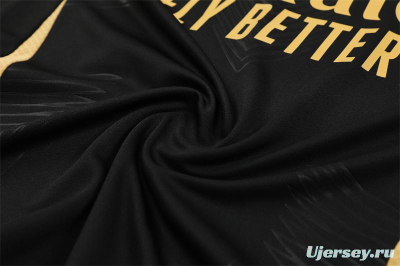 24/25 Real Madrid Black/Golden Half Zipper Jacket+Long Pants