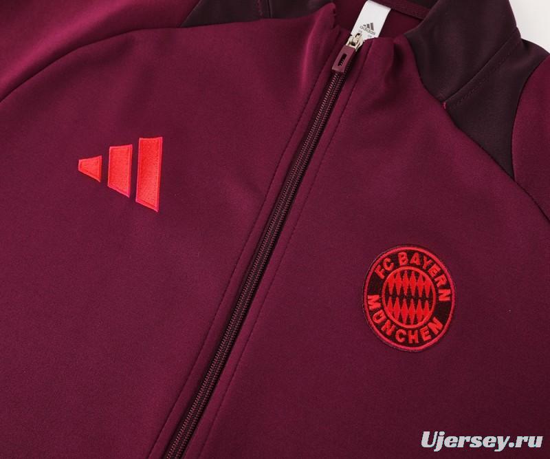 24/25 Bayern Munich Wine Full Zipper Jacket +Long Pants