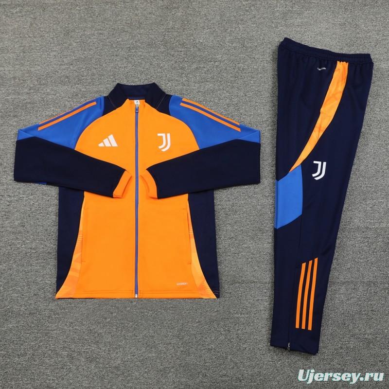 24/25 Juventus Orange Full Zipper Jacket +Long Pants