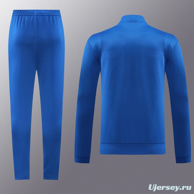 Kids 2024 Adidas Blue Full Zipper Jacket +Long Pants