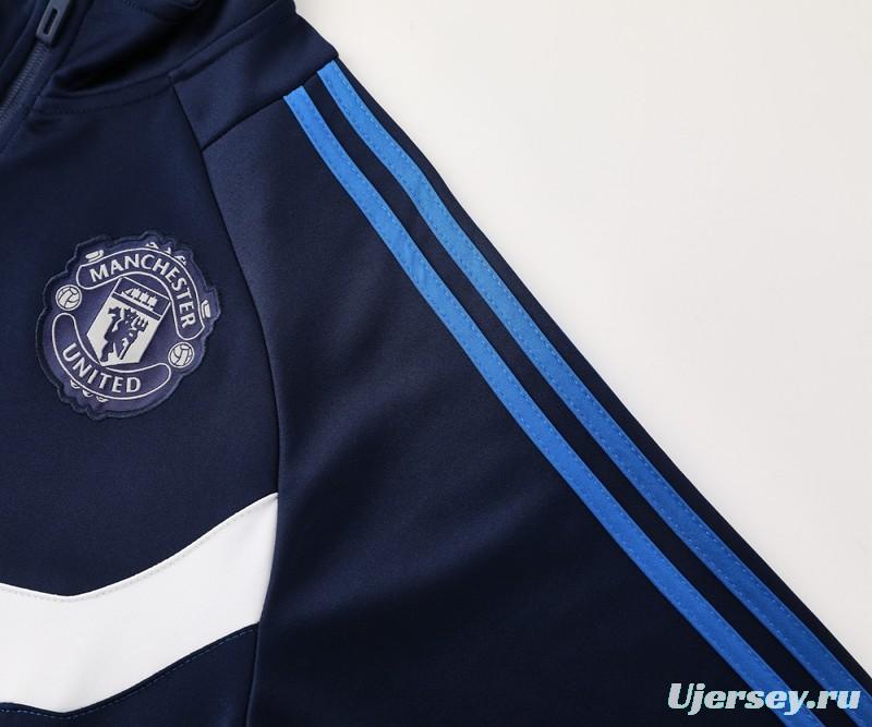 24/25 Manchester United Navy/Blue Full Zipper Jacket +Long Pants