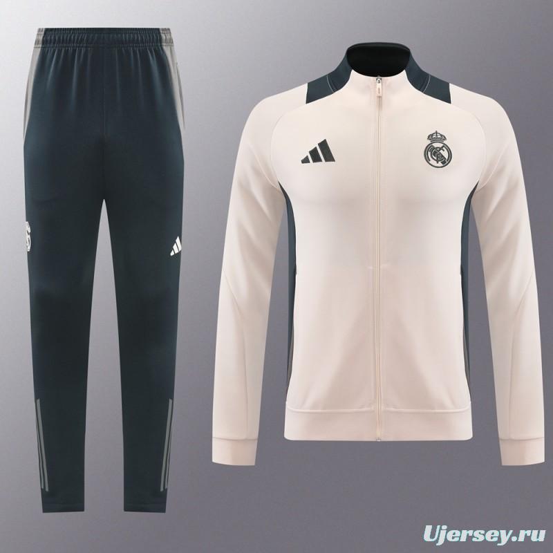 24/25 Real Madrid Pink/Black Full Zipper Jacket +Long Pants