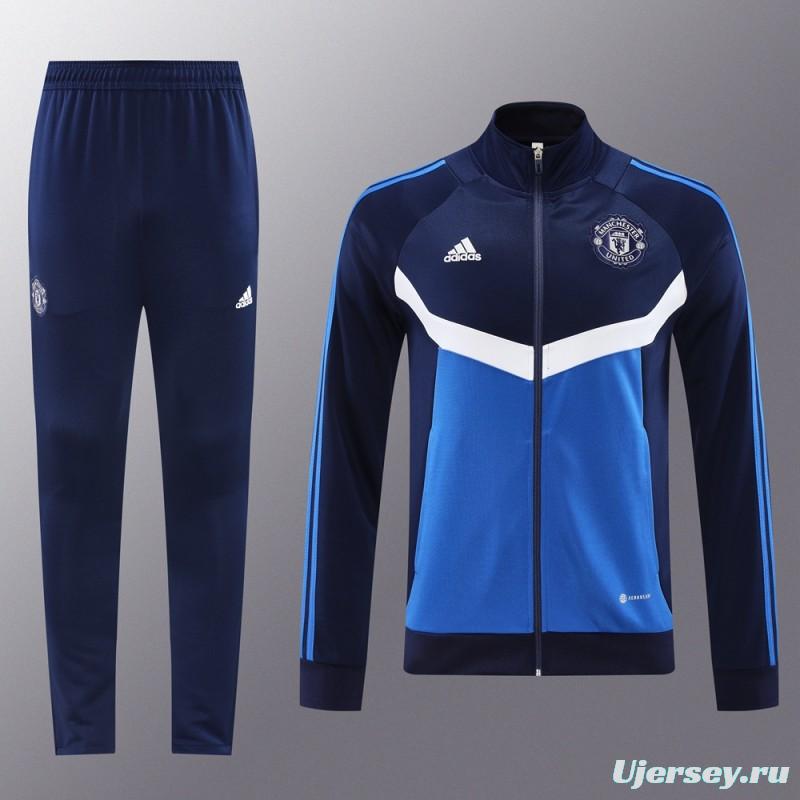 24/25 Manchester United Navy/Blue Full Zipper Jacket +Long Pants