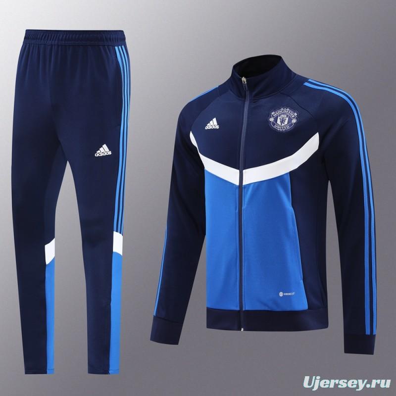 24/25 Manchester United Navy/Blue Full Zipper Jacket +Long Pants