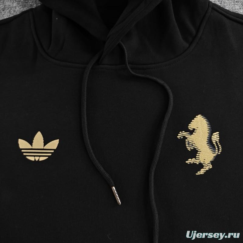 2024 Juventus Black/Navy/Grey/Beige/White Hoodie With Golden Badge