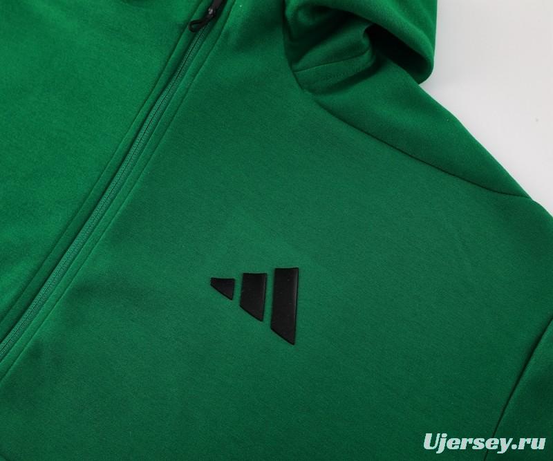 2024 Adidas Green Hoodie Full Zipper Jacket +Long Pants