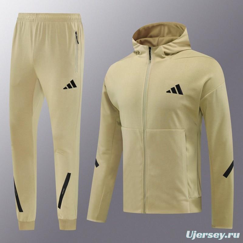 2024 Adidas Yellow Hoodie Full Zipper Jacket +Long Pants