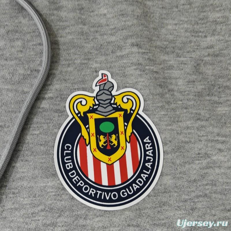 24/25 Chivas Guadalajara Navy/Red/Black/Beige/Grey Hoodie WIth Black Badge