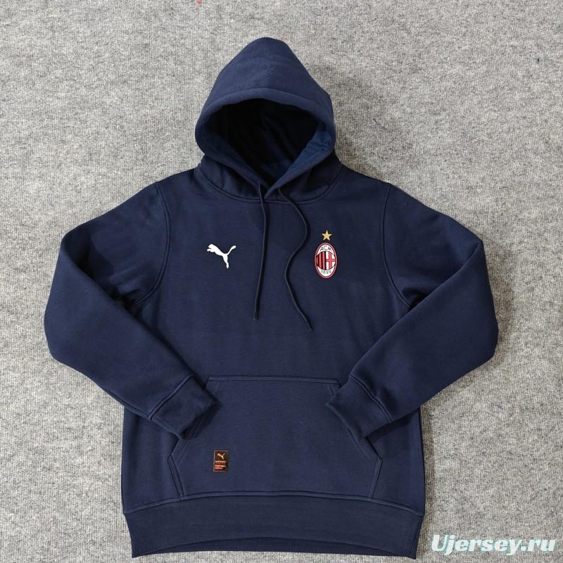 24/25 AC Milan Navy/Red/Black/Beige/Grey Hoodie WIth Black Badge