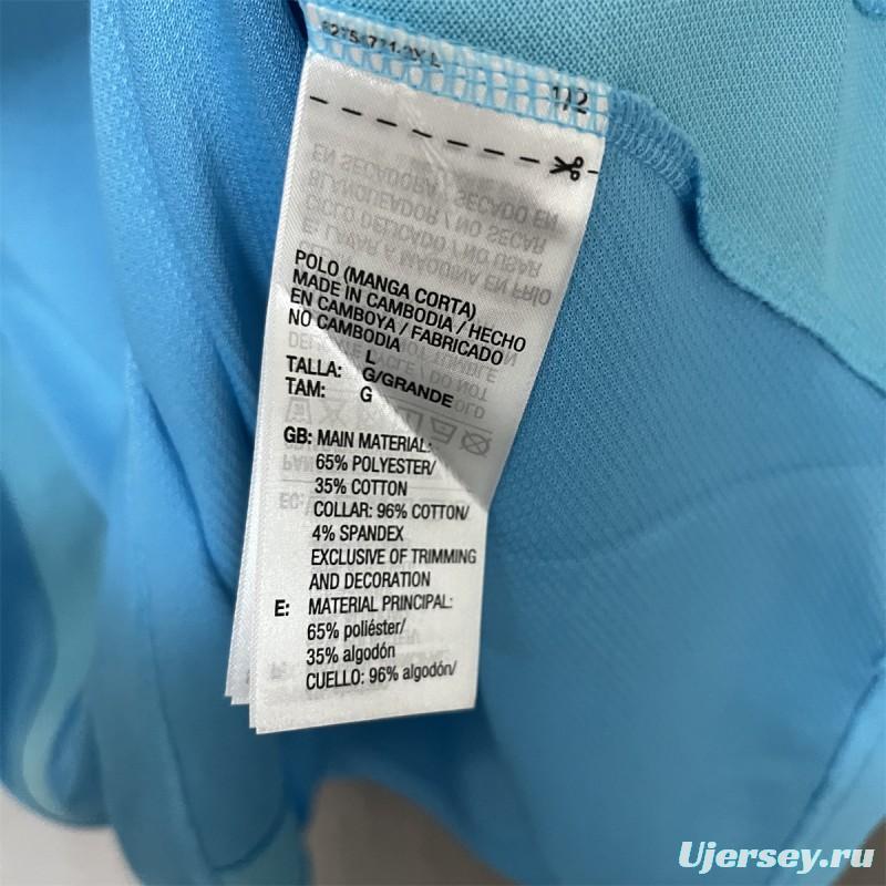 25/26 Flamengo Light Blue Polo Jersey S-XXXXL