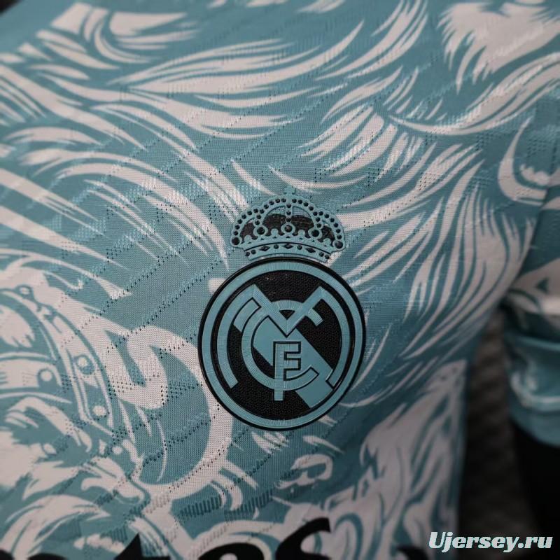 Player Version 25/26 Real Madrid Light Blue with Viking Warrior Pattern Jersey
