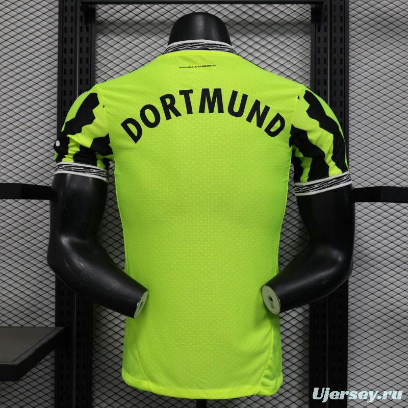 Player Version Borussia Dortmund 25/26 Neon Green Home Jersey with 1&1 Sponsor